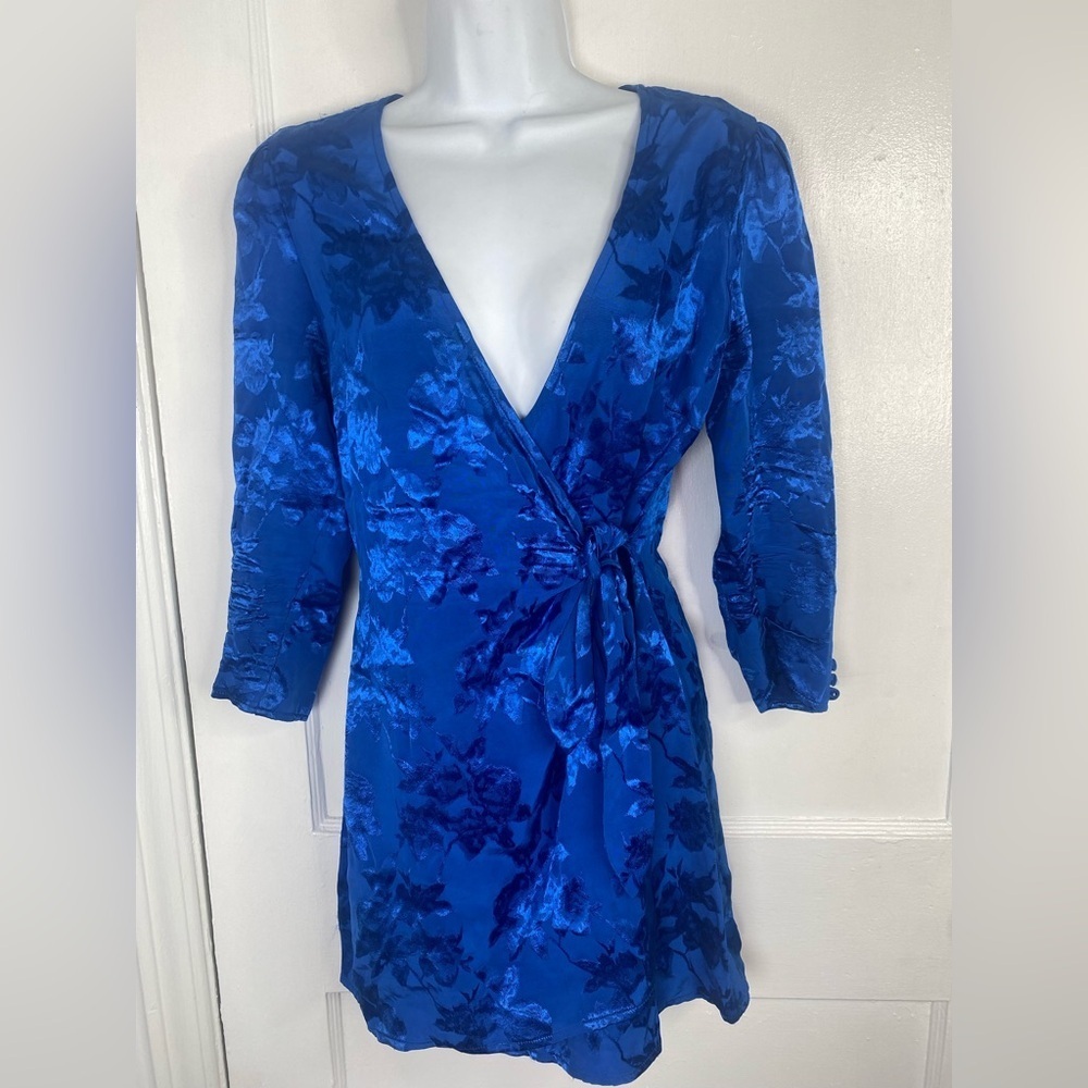 MAJORELLE Revolve S Cobalt Blue Wrap Mini Dress